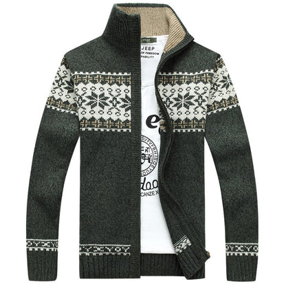 Strickjacke mit Reißverschluss | Nordic | Gestrickt | Pullover mit Reißverschluss | Herren-Strickjacke-Grün-M-Chaps Herrenmode