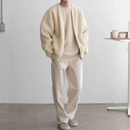 Strickjacke mit Reißverschluss | Rippstrick | Durchgehender Reißverschluss | Strickjacke | Herren-Strickmode-Chaps Herrenmode
