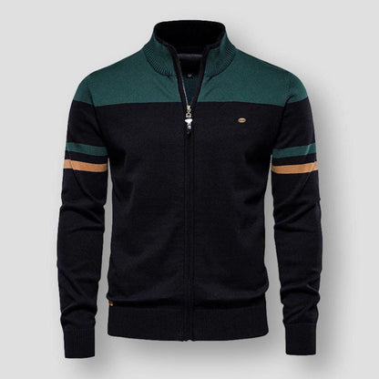 Strickjacke mit Reißverschluss | Vintage | Zip-Up | Strickjacke | Herrenjacke-Groen-S-Chaps Herrenmode