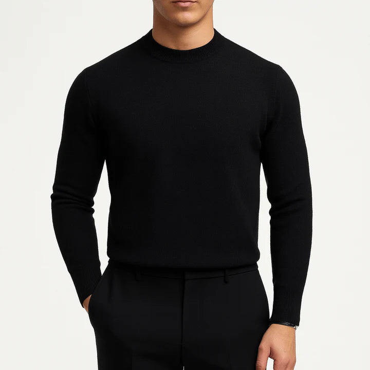 Strickpullover | Einfarbig | Rundhalsausschnitt | Feinstrickpullover | Herrenpullover-Schwarz-XS-Chaps Herrenmode