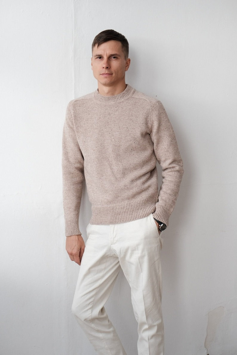 Strickpullover - Einfarbig - Rundhalsausschnitt - Strickpullover - Herrenpullover-Chaps Herrenmode
