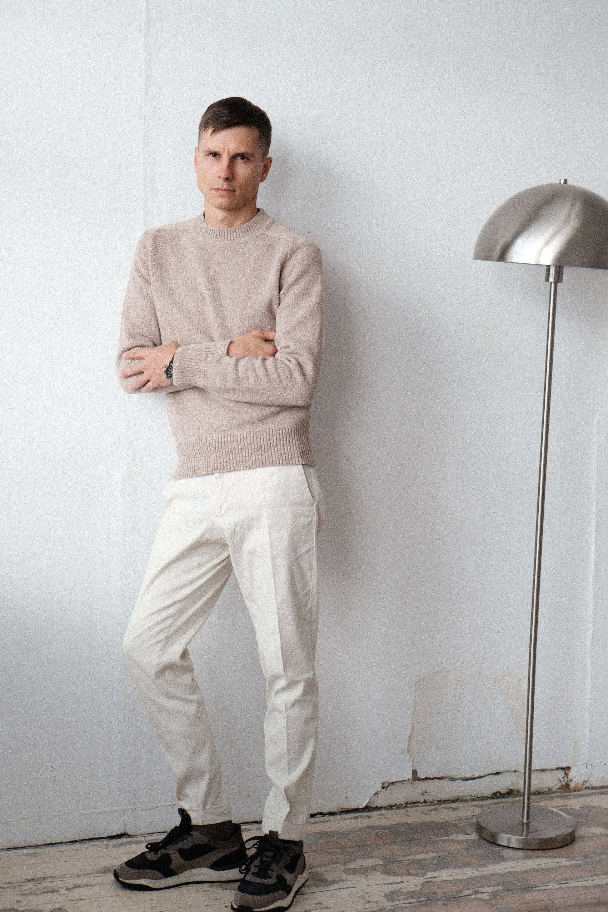 Strickpullover - Einfarbig - Rundhalsausschnitt - Strickpullover - Herrenpullover-Chaps Herrenmode