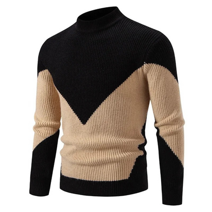 Strickpullover - Herren Pullover mit hohem Halsausschnitt aus Rippenstrick-Braun-M-Chaps Herrenmode
