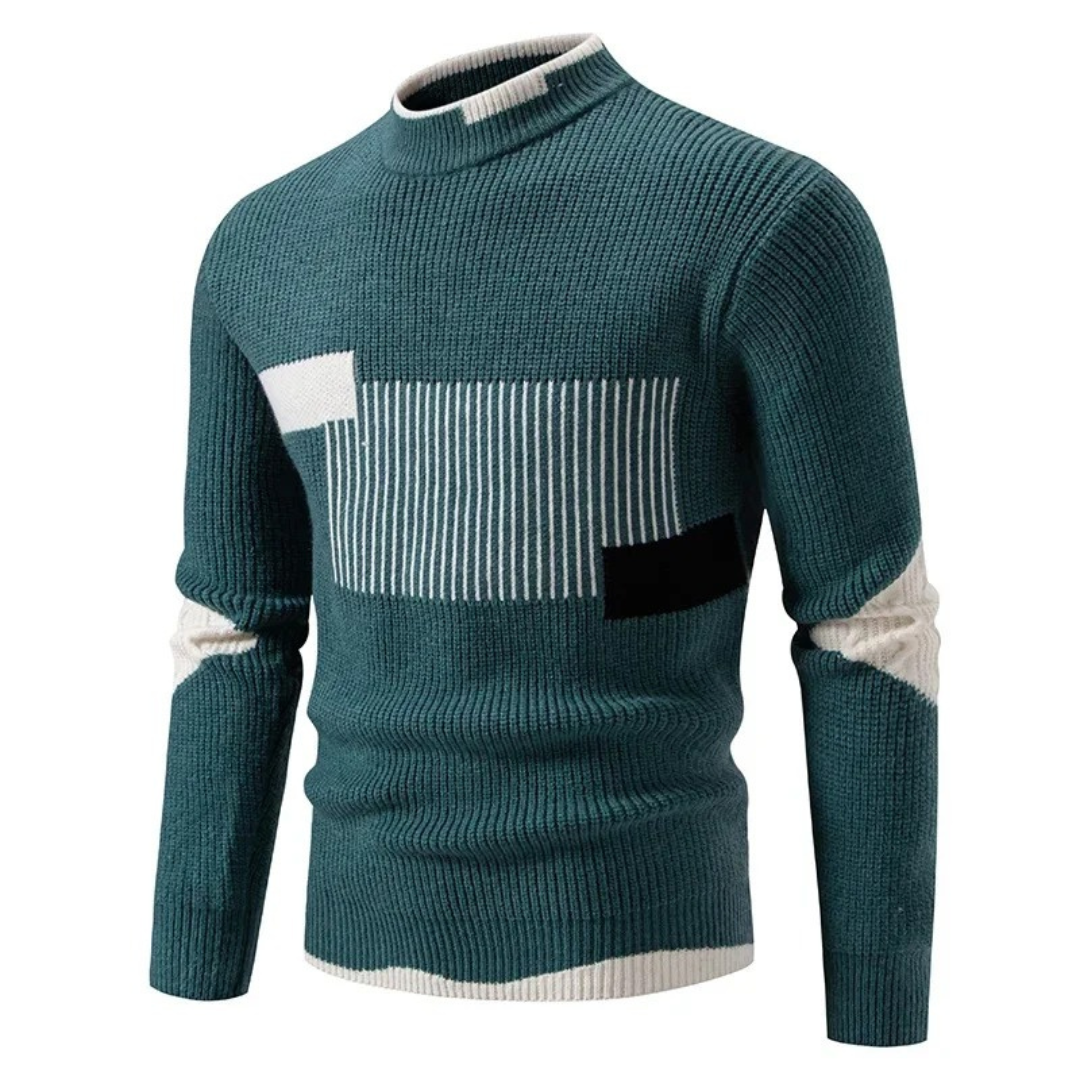 Strickpullover - Herren Pullover mit hohem Halsausschnitt aus Rippenstrick-Grün-M-Chaps Herrenmode
