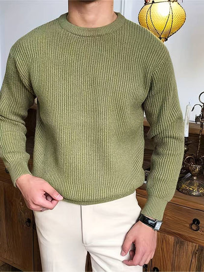 Strickpullover - Lässiger Herren Pullover mit Rundhalsausschnitt aus Rippenstrick-Chaps Herrenmode