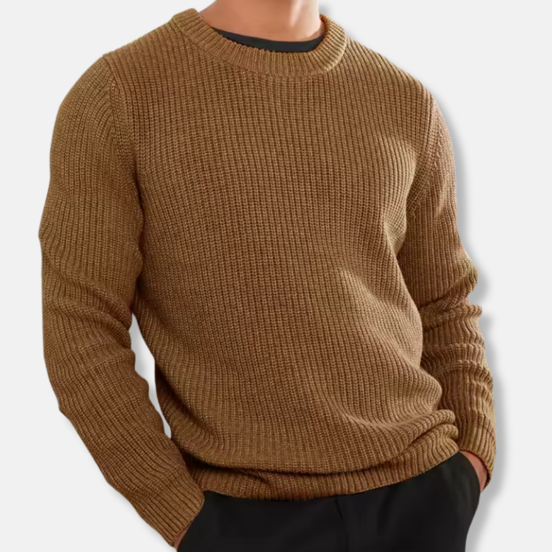 Strickpullover | Lockere Passform | Rippstrick | Pullover | Herrenpullover-Braun-S-Chaps Herrenmode