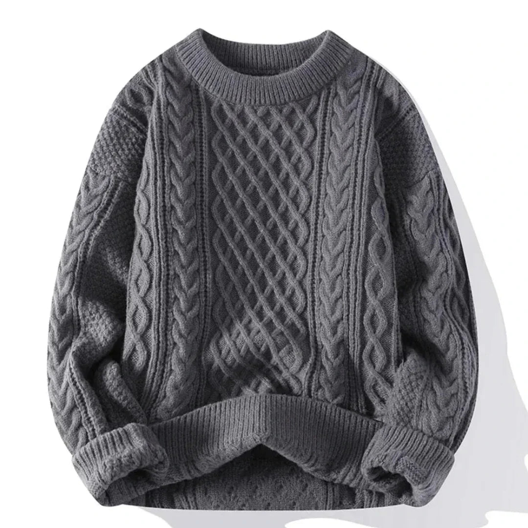 Strickpullover | Oversized | Zopfmuster | Pullover | Herrenpullover-Grau-S-Chaps Herrenmode