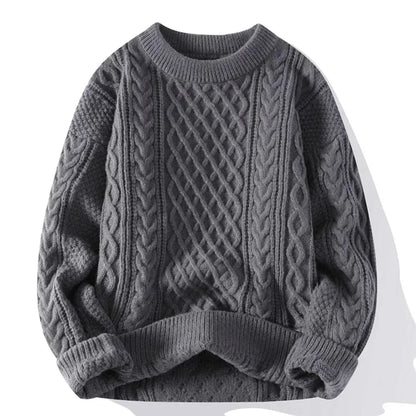 Strickpullover | Oversized | Zopfmuster | Pullover | Herrenpullover-Grau-S-Chaps Herrenmode