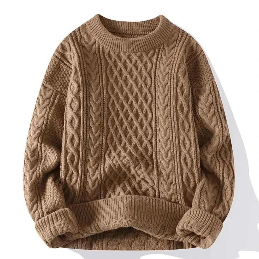 Strickpullover | Oversized | Zopfmuster | Pullover | Herrenpullover-Khaki-S-Chaps Herrenmode