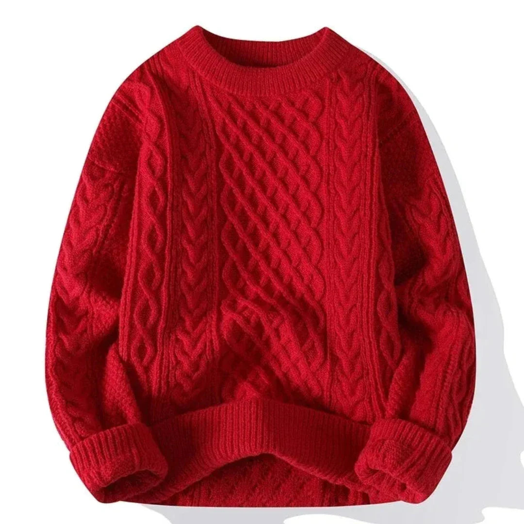 Strickpullover | Oversized | Zopfmuster | Pullover | Herrenpullover-Rot-S-Chaps Herrenmode