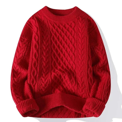 Strickpullover | Oversized | Zopfmuster | Pullover | Herrenpullover-Rot-S-Chaps Herrenmode