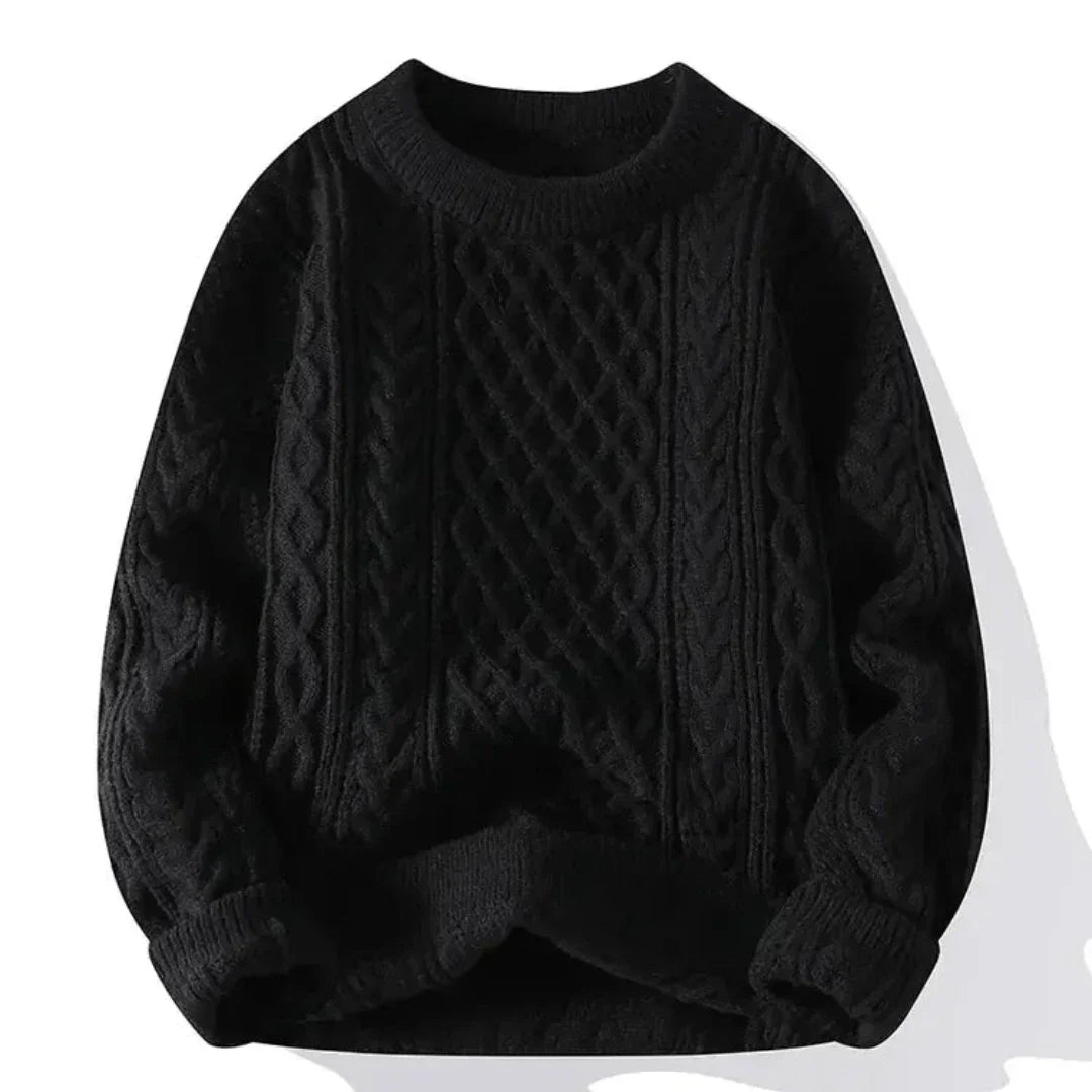 Strickpullover | Oversized | Zopfmuster | Pullover | Herrenpullover-Schwarz-S-Chaps Herrenmode