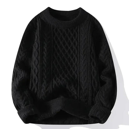 Strickpullover | Oversized | Zopfmuster | Pullover | Herrenpullover-Schwarz-S-Chaps Herrenmode