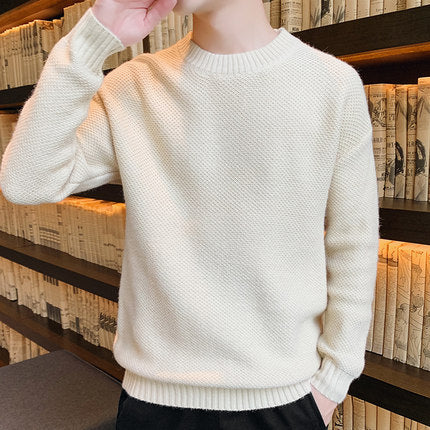 Strickpullover – Pullover mit Rundhalsausschnitt und lockerer Passform für Männer-Beige-M-Chaps Herrenmode