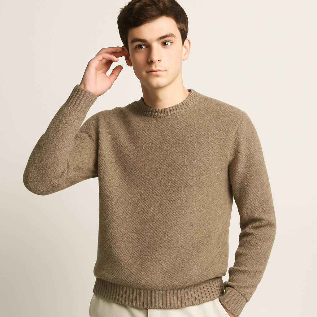 Strickpullover – Pullover mit Rundhalsausschnitt und lockerer Passform für Männer-Khaki-M-Chaps Herrenmode