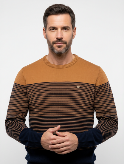 Strickpullover | Rundhalsausschnitt | Gestreift | Strickpullover | Herrenpullover-Chaps Herrenmode