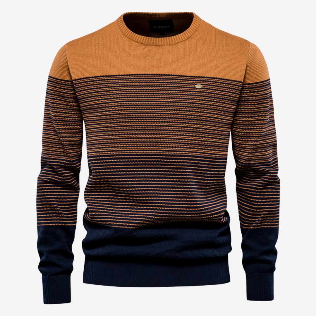 Strickpullover | Rundhalsausschnitt | Gestreift | Strickpullover | Herrenpullover-Orange-M-Chaps Herrenmode
