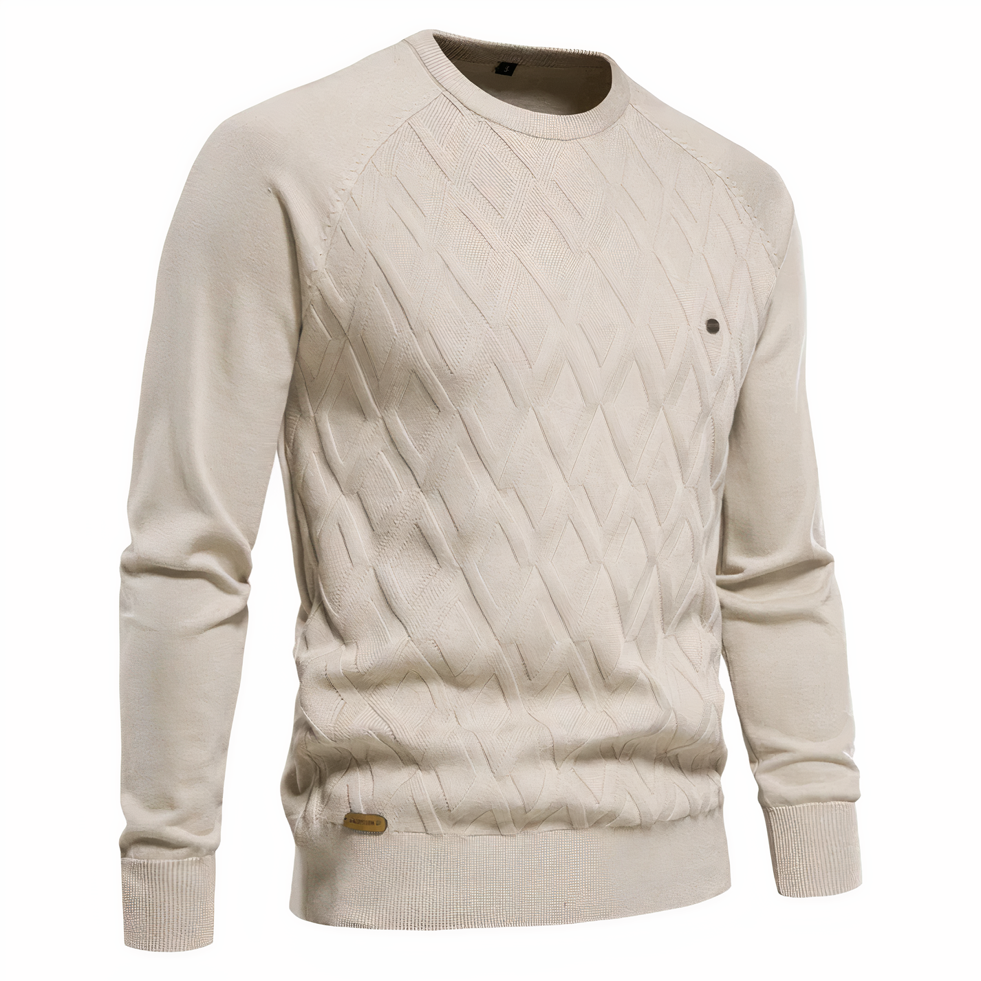 Strickpullover - Rundhalsausschnitt - Lange Ärmel - Herrenpullover - Herrenbekleidung-Khaki-XS-Chaps Herrenmode