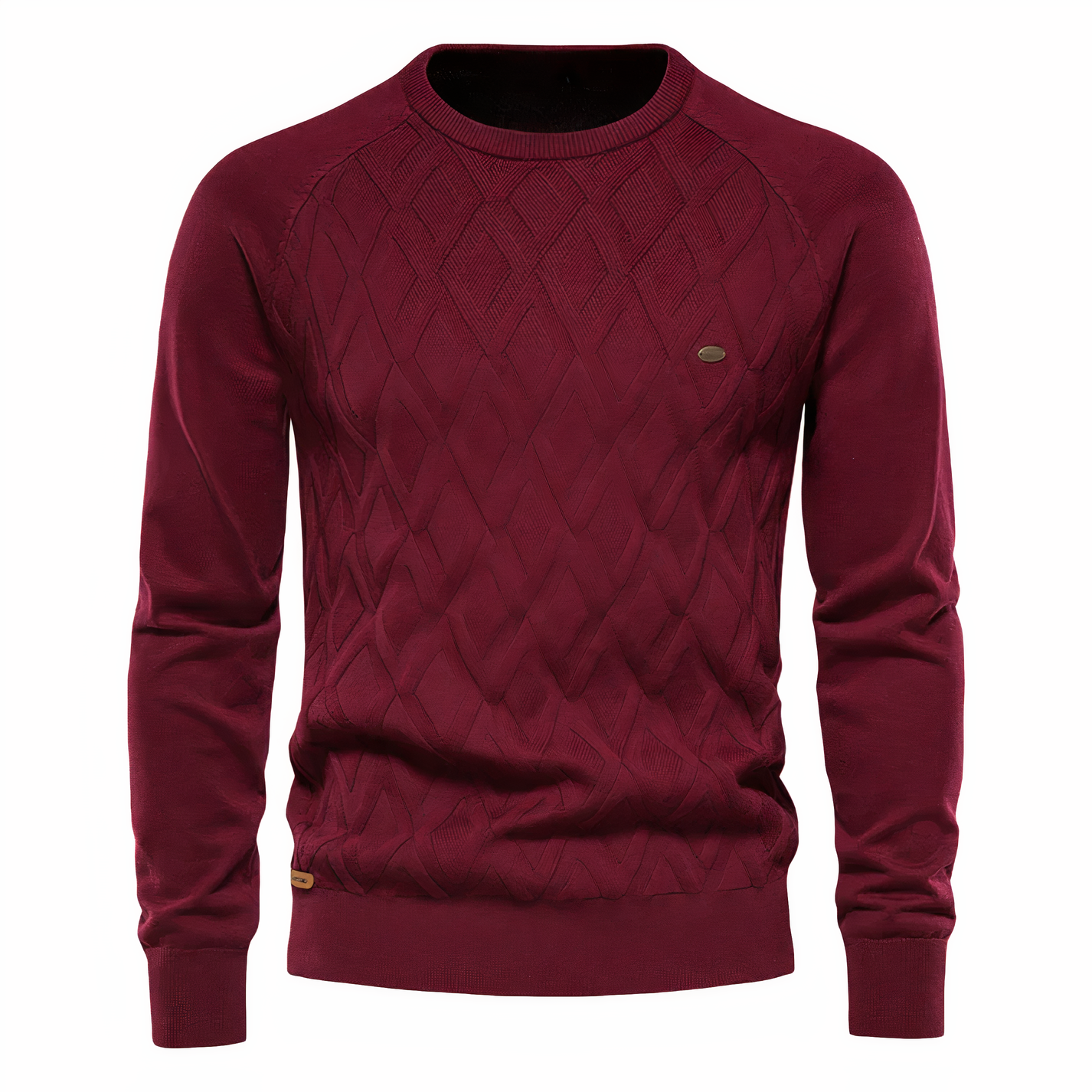 Strickpullover - Rundhalsausschnitt - Lange Ärmel - Herrenpullover - Herrenbekleidung-Rot-XS-Chaps Herrenmode