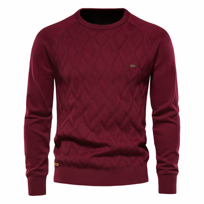 Strickpullover - Rundhalsausschnitt - Lange Ärmel - Herrenpullover - Herrenbekleidung-Rot-XS-Chaps Herrenmode