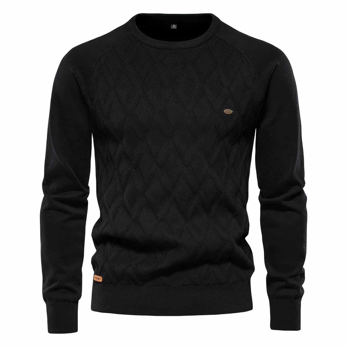 Strickpullover - Rundhalsausschnitt - Lange Ärmel - Herrenpullover - Herrenbekleidung-Schwarz-XS-Chaps Herrenmode
