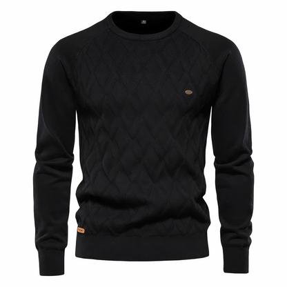 Strickpullover - Rundhalsausschnitt - Lange Ärmel - Herrenpullover - Herrenbekleidung-Schwarz-XS-Chaps Herrenmode