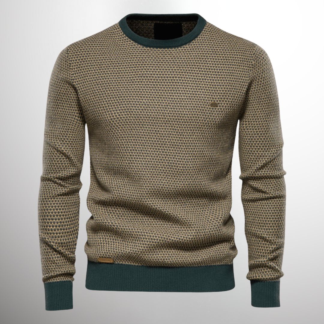 Strickpullover | Rundhalsausschnitt | Normale Passform | Pullover | Herrenpullover-Grün-S-Chaps Herrenmode