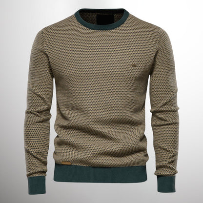 Strickpullover | Rundhalsausschnitt | Normale Passform | Pullover | Herrenpullover-Grün-S-Chaps Herrenmode