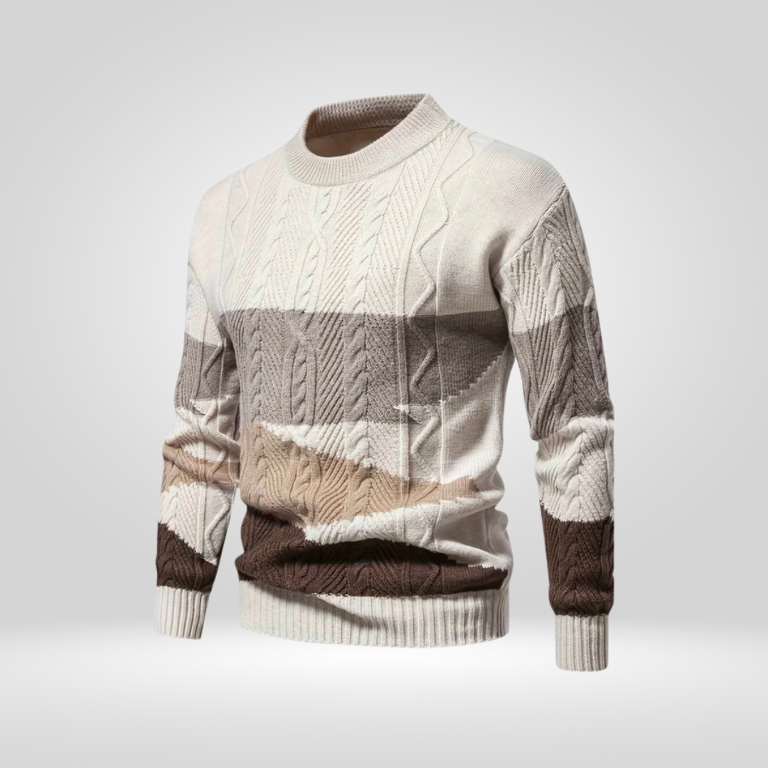 Strickpullover | Rundhalsausschnitt | Zopfmuster | Pullover | Herrenpullover-Khaki-XS-Chaps Herrenmode