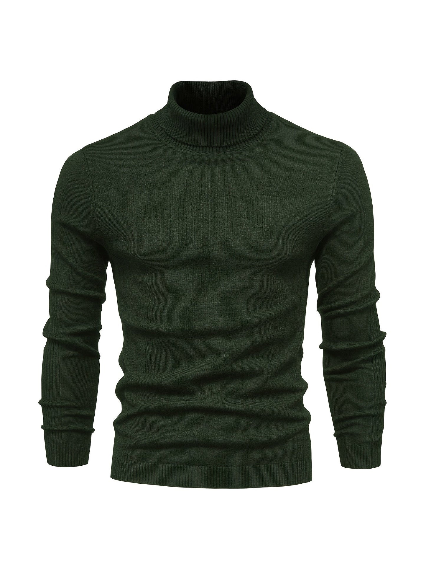 Strickpullover | Schmale Passform | Langärmlig | Rollkragen | Herrenbekleidung-Armeegrün-S-Chaps Herrenmode