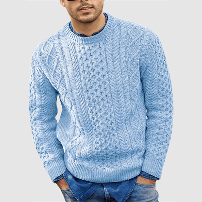 Strickpullover - Warm - Rundhalsausschnitt - Strickpullover - Herrenbekleidung-Hellblau-S-Chaps Herrenmode