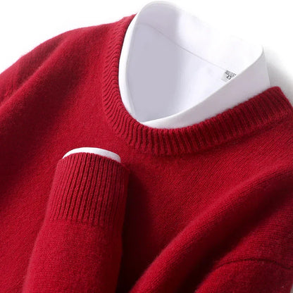 Strickpullover - Warmer Rundhals-Strickpullover für Männer-Rot-S-Chaps Herrenmode