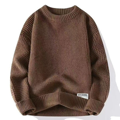 Strickpullover – lockere Passform – Rundhalsausschnitt – Pullover – Herrenpullover-Braun-M-Chaps Herrenmode