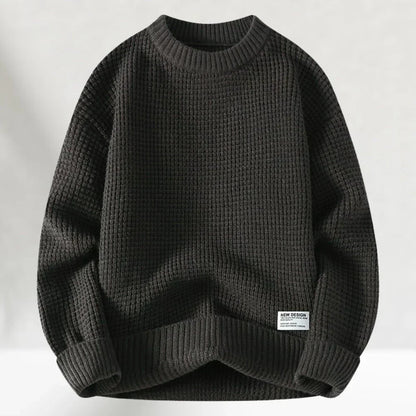 Strickpullover – lockere Passform – Rundhalsausschnitt – Pullover – Herrenpullover-Dunkelgrau-M-Chaps Herrenmode
