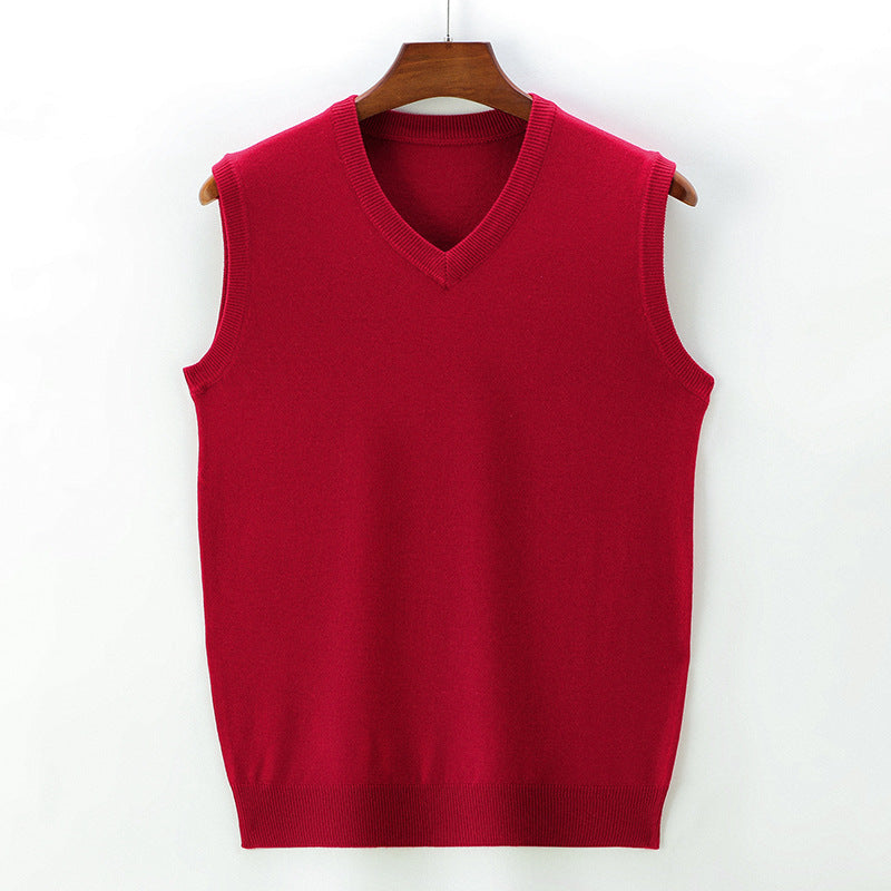 Strickweste | V-Ausschnitt | Ärmellos | Strickjacke | Herrenweste-Rot-M-Chaps Herrenmode