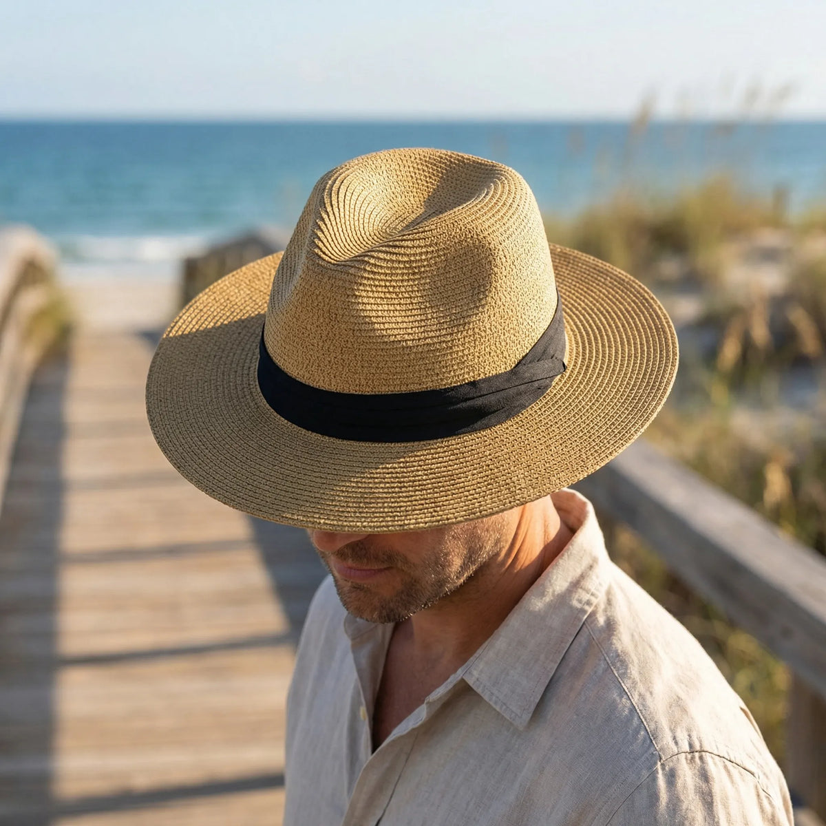 Strohhut Rocco | Geflochtener Panamahut für Herren-Chaps Herrenmode