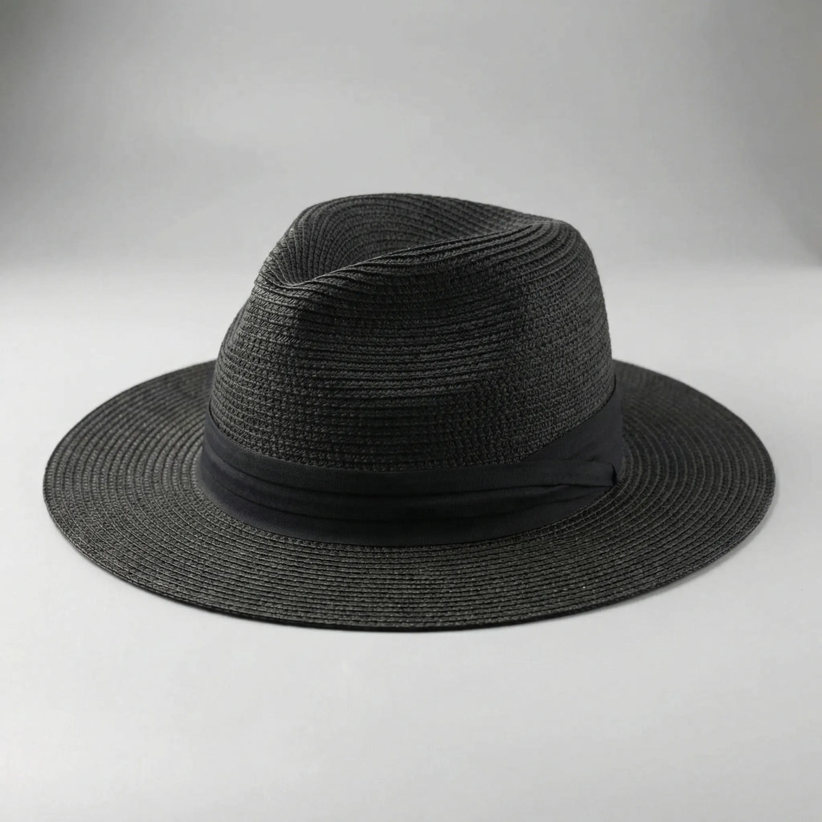 Strohhut Rocco | Geflochtener Panamahut für Herren-Schwarz-52-54,5 cm-Chaps Herrenmode