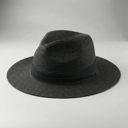 Strohhut Rocco | Geflochtener Panamahut für Herren-Schwarz-52-54,5 cm-Chaps Herrenmode