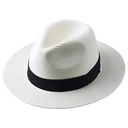 Strohhut – Sonnenhut aus Korbgeflecht für Männer für den Sommer-Weiß-S (52-54.5 cm)-Chaps Herrenmode