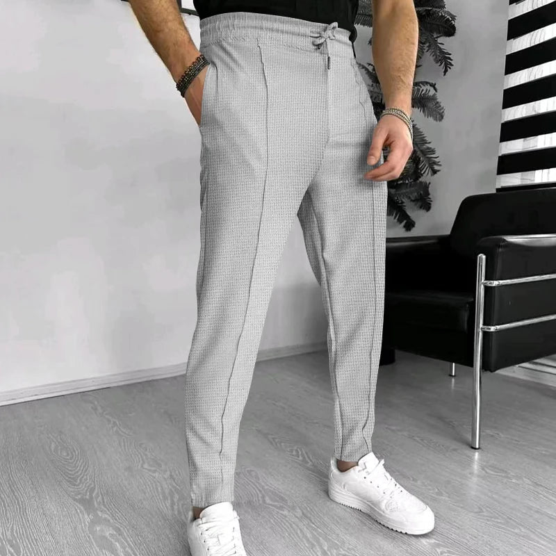 Sweatpants - Elastische Taille - Jogger mit Kordelzug - Herrenhosen-Grau-M-Chaps Herrenmode