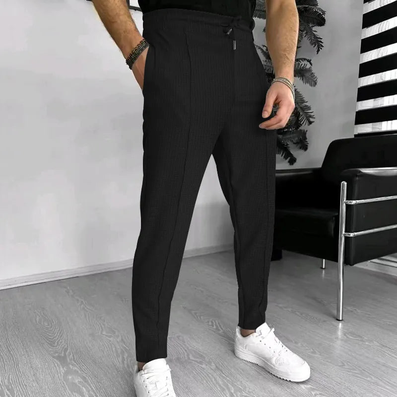 Sweatpants - Elastische Taille - Jogger mit Kordelzug - Herrenhosen-Schwarz-M-Chaps Herrenmode