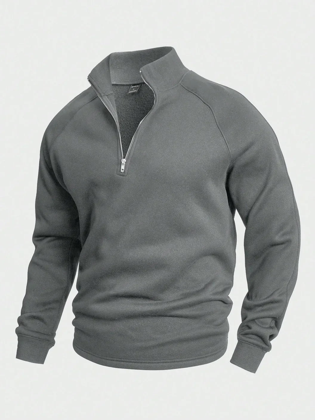 Sweatshirt mit Viertelreißverschluss – Lässiger, warmer Pullover mit halbem Reißverschluss für Männer-Grau-S-Chaps Herrenmode