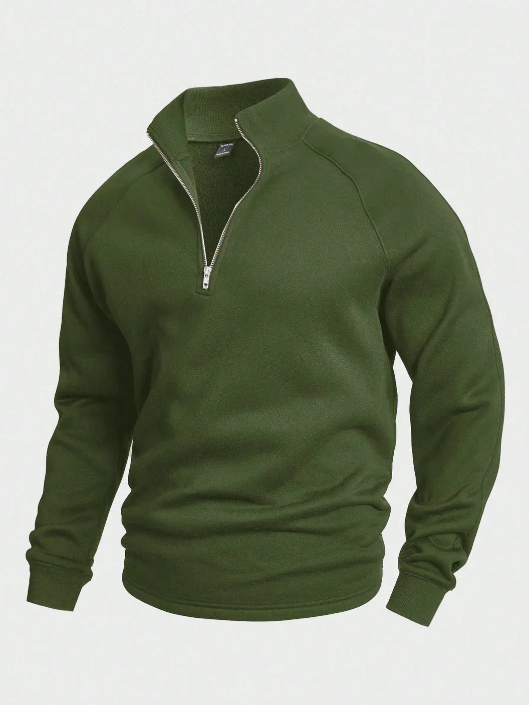 Sweatshirt mit Viertelreißverschluss – Lässiger, warmer Pullover mit halbem Reißverschluss für Männer-Grün-S-Chaps Herrenmode
