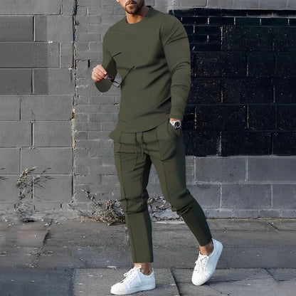 Sweatshirt- und Jogginghosen-Set – Lässiges zweiteiliges Set für Männer-Dunkelgrün-S-Chaps Herrenmode