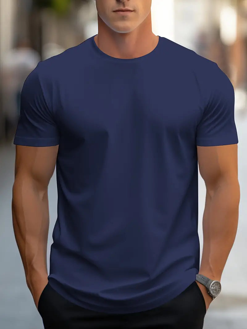 T-Shirt - Casual - Kurze Ärmel - T-Shirt mit Rundhalsausschnitt - Herrenhemden-Navy blau-XS-Chaps Herrenmode