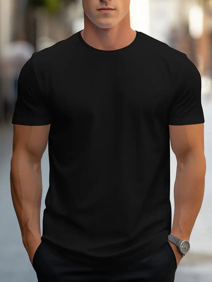 T-Shirt - Casual - Kurze Ärmel - T-Shirt mit Rundhalsausschnitt - Herrenhemden-Schwarz-XS-Chaps Herrenmode