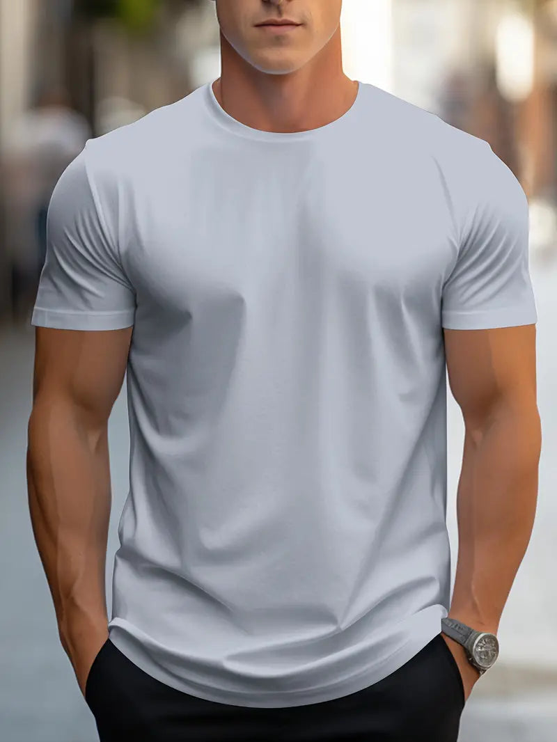 T-Shirt - Casual - Kurze Ärmel - T-Shirt mit Rundhalsausschnitt - Herrenhemden-grau-XS-Chaps Herrenmode