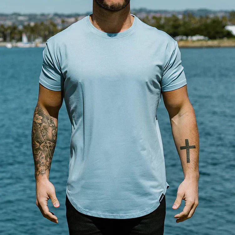 T-Shirt – Slim Fit – Rundhalsausschnitt – Sport-T-Shirt – Herren-T-Shirts-Blau-S-Chaps Herrenmode