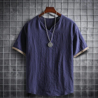 T-Shirt - V-Ausschnitt - Loose Fit - Herren T-Shirt - Herrenhemd-Marineblau-M-Chaps Herrenmode