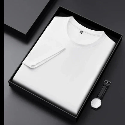 T-Shirt – atmungsaktives Kurzarm-T-Shirt mit Rundhalsausschnitt für Herren-Weiß-M-Chaps Herrenmode